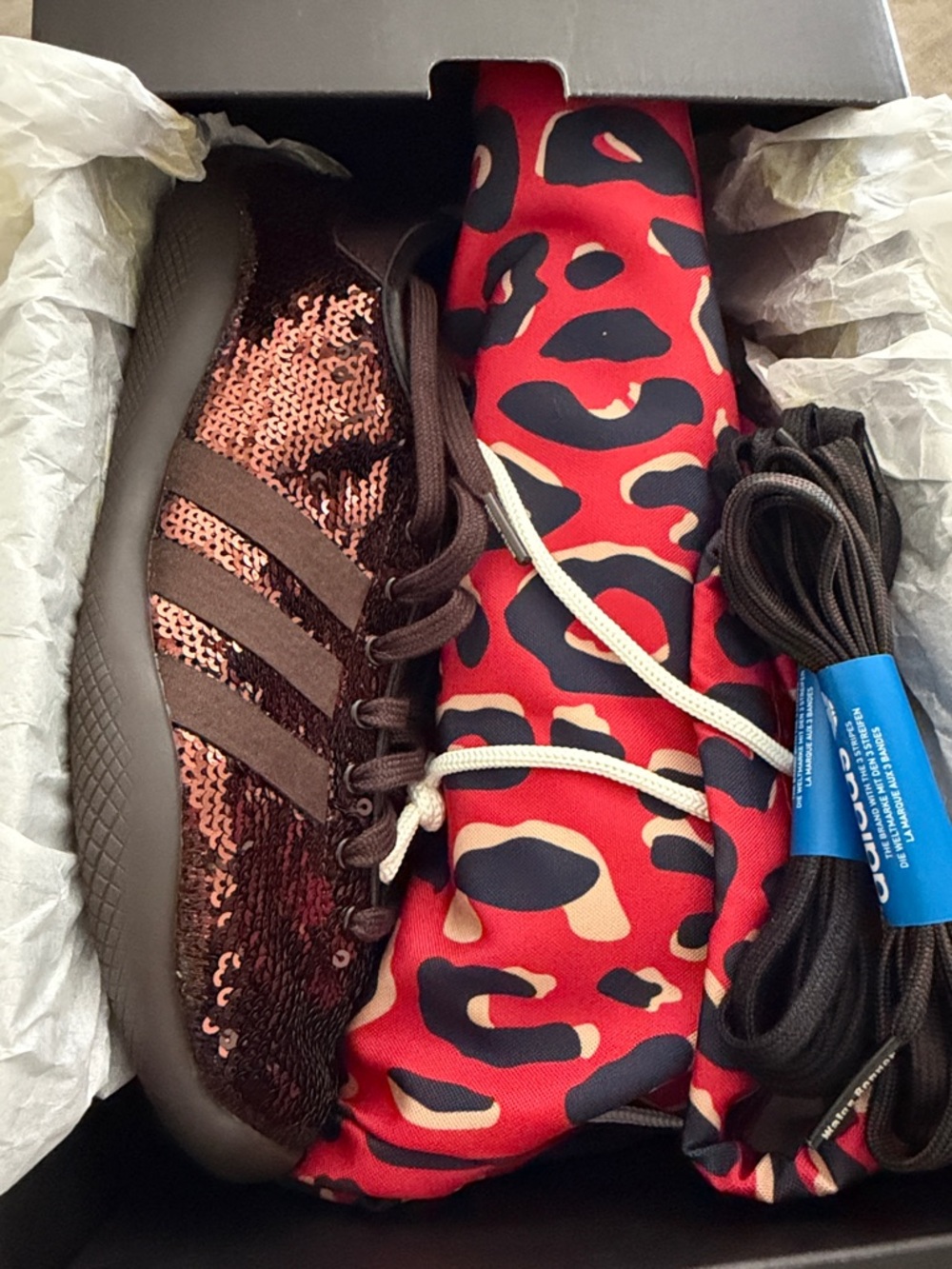 Wales Bonner Brown Sequin Low-Top Sneakers